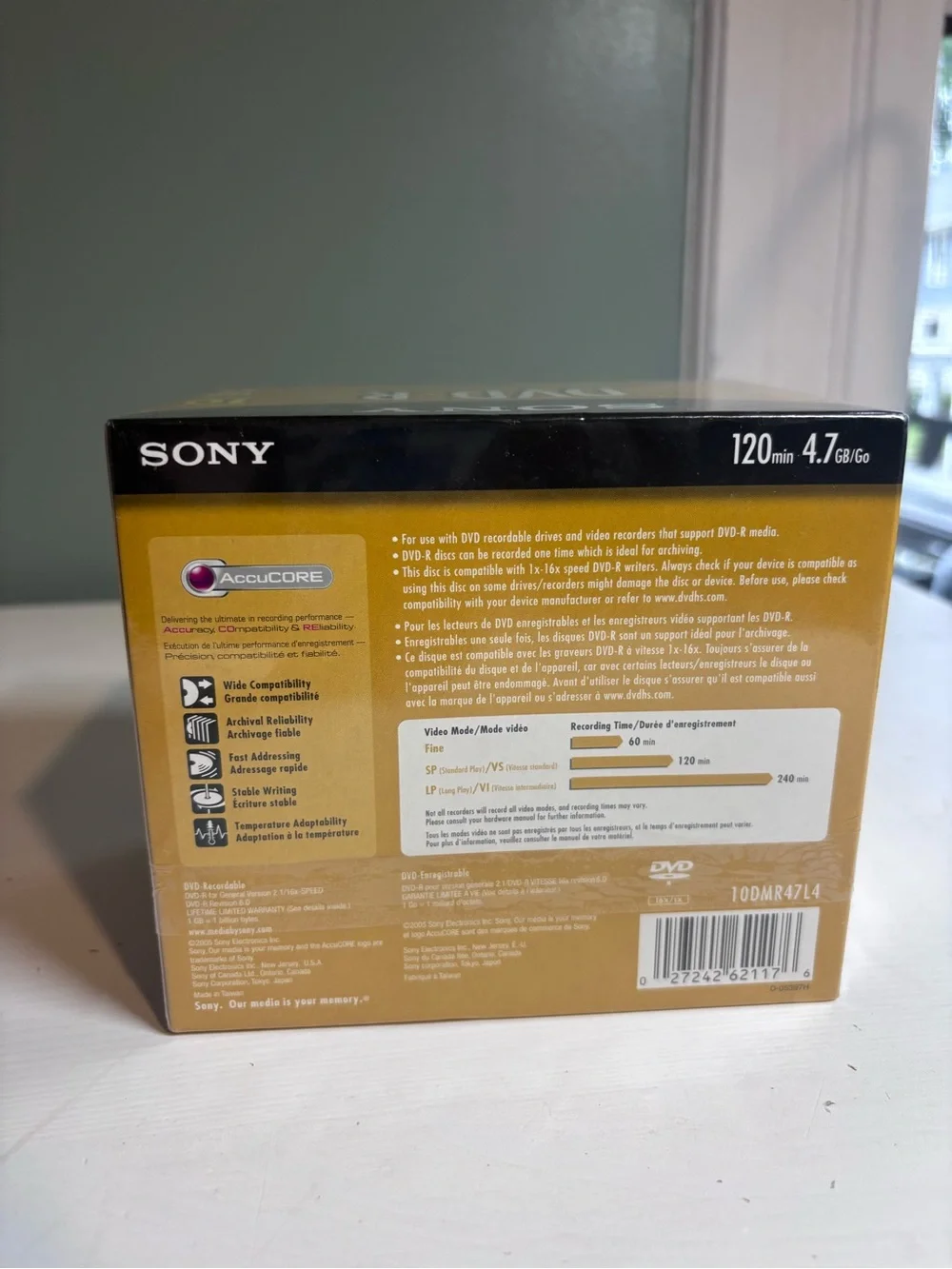 Sony DVD-R 10 Pack Discs Slimline Cases 120 min 4.7 GB Blank NEW Sealed DVD